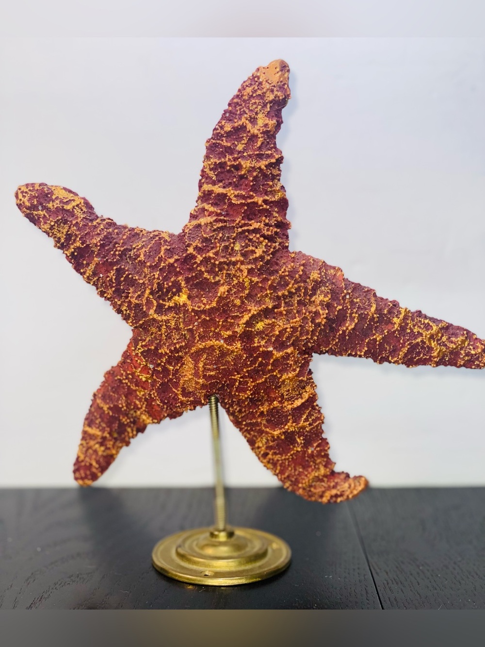 Vintage Faux Starfish on Brass Stand-The Import Collection Taiwan R.O.C.costal d